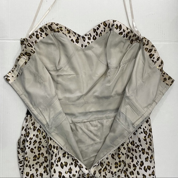 Reiss Leopard Cheetah Strapless Dress Wrap Black Waist Band  size 4 - Picture 12 of 12